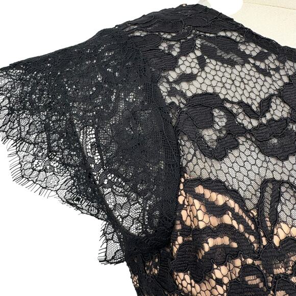 WHBM Black Cap Sleeve All Over Lace Godet Fit & Flare Dress Sz 6 Holiday NWT - Picture 10 of 17